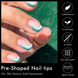 AddFavor 300pcs Square Nail Tips Short Fake Nails - Soft Gel Nail Tips Square Acrylic Nails Tips Clear Press on Nails for Nail Extension, 15 Sizes Round Full Cover Gel Tips Artificial Fingernail