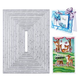 BETESSIN Cutting Dies Frame Rectangle 12 Pieces Rectangular Cutting Dies Invitation Scrapbooking Embossing Stencils Metal Cutting Dies Die Cutting Dies DIY Album Paper Cards Making Craft Style B