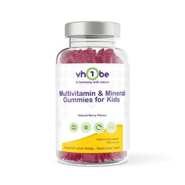 Multivitamin and Mineral for Children - 150 Berry Flavour Gummies | Nutrition with Probiotics, Vitamin D, Calcium | Vegan-Friendly Daily Supplement by vh1be