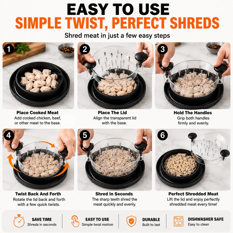 Chicken Shredder Tool for Meat & Vegetables – Large Non-Slip