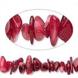 Gorgeous Cherry Red Coral 5-10mm Small to Medium Chip Beads 15"  Strand *