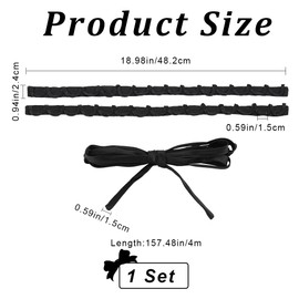 GORGECRAFT Wedding Dress Zipper Replacement Adjustable Corset Laces Replacement Gown Corset Kit Zipper Extender Fit Satin Corset Kit Loops for Bridal Corset Prom Dress Strap DIY Craft (Black)