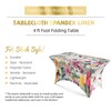 Spring Flower Butterfly Spandex Tablecloth for Rectangular Tables, Fitted Tablecloth