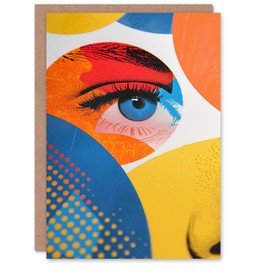 Artery8 Birthday Card Pop Art Eye Artwork Bright Colour Funky Bold For Her Gran Sister Niece Daughter Wife Woman Greeting Card