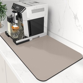 WISELIFE Coffee Mat Super Absorbent Dish Drying Mat Coffee Bar Accessories Match with Coffee Maker Coffee Machine Coffee Pot Large Drying Mats for Kitchen Counter 16" W x 24" L, Khaki