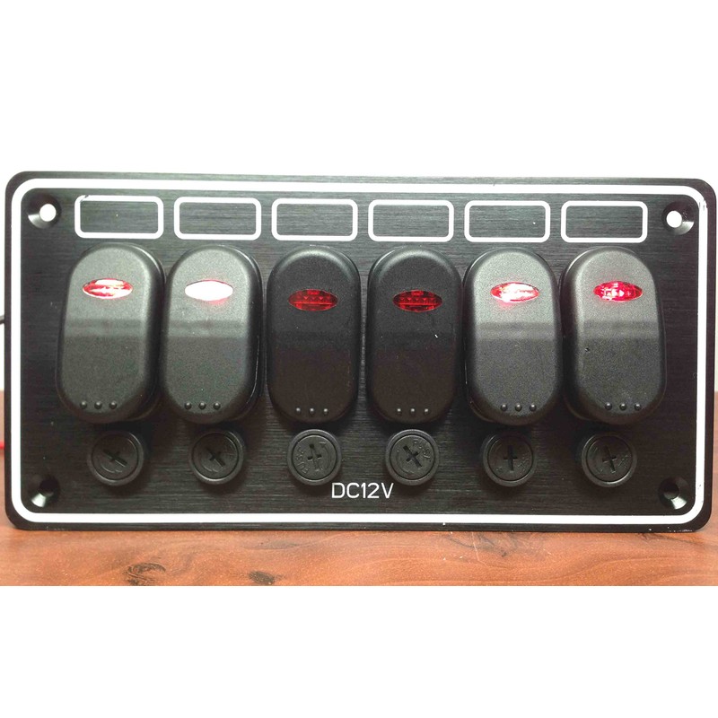 Marine Boat 6 Gang Waterproof Horizontal Switch Panel Aluminum Plate