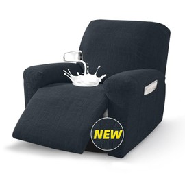 MAXIJIN Waterproof Recliner Covers for Large Recliner 3 Pieces Oversized Recliner Chair Covers, Washable Lazy Boy Reclining Slipcovers with Pockets for Pet, Kids (XL Recliner, Dark Gray)