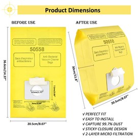 50403 Disposable Canister Vacuum Bags: replacement for Kenmore type C/Q 50555 50558 50557 and Panasonic C-5 C18-12pack