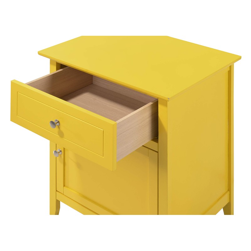 Glory Furniture 1 Drawer /1 Door Nightstand, Yellow