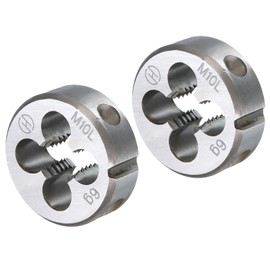 sourcing map 2pcs Round Threading Die M10 x 1.5 Metric Thread Left Hand Screw Cutting Fixed Dies, Alloy Tool Steel Tapping Repair Tool