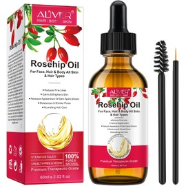 NIFEISHI Aceite De Rosa Mosqueta Orgánico, 60Ml Aceite De Semilla De Rosa Mosqueta Para La Cara, 100% Puro, Aceite Transportador Sin Refinar Prensado En Frío Natural Para Piel, Cabello
