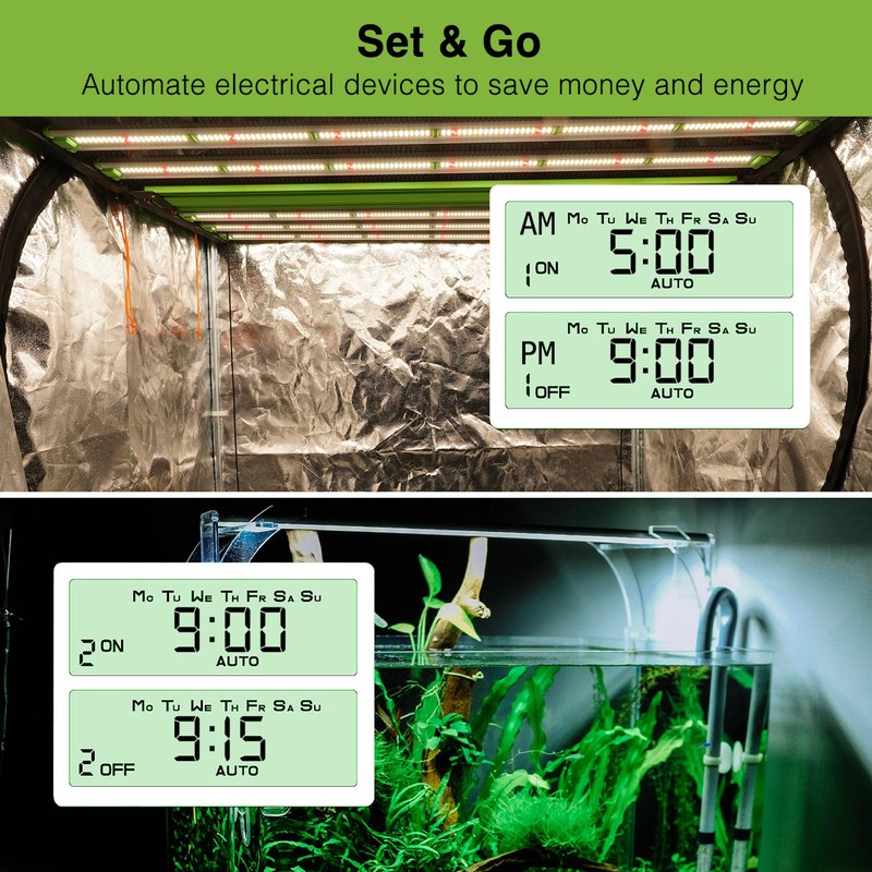 Grow1 Hydroponic 120V Single Outlet Digital Timers for Electrical Outlets,