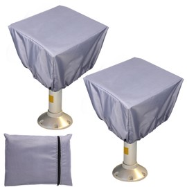 2pcs Boat Seat Covers, Waterproof 600D Heavy Duty Oxford Fabric Pontoon Captain Chair Seat Covers Protective with Storage Bag, 20x18x14 Inch, Grey