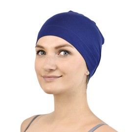 Jasmine Silk Cardani Schlafmütze aus Seide, geeignet für Chemo und Haarausfall, Unisex, für Chemokrebs, navy, Einheitsgröße