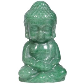 mookaitedecor Green Aventurine Stone Meditating Buddha Crystal Figure, Crystal Healing Bag Stone Carved Statue for Home Office Feng Shui Decoration, 1.96-2.16 Inch Height