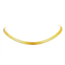 FindChic 5MM Gold Flat Snake Herringbone Chain Necklace Jewellery for Women 32CM Stainless Steel Gold Colour Flat Chain Hypoallergenic Snake Gold Chain