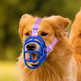Dog Basket Muzzle for Anti Biting & Chewing, Lightweight Cage Design Allows Panting & Drinking, Adjustable Fit for Small Medium Large Dogs, Ideal for Grooming (Blue, Size4(12.2-13.7))