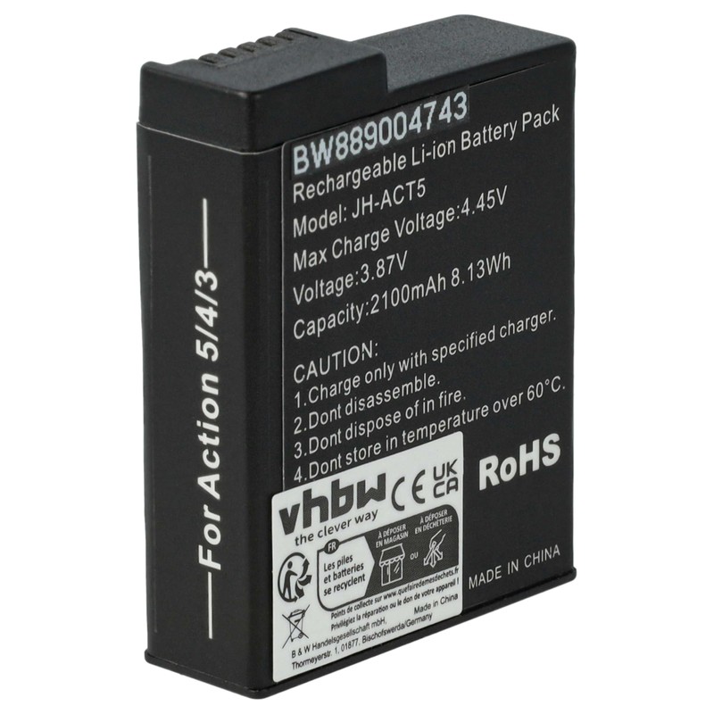 vhbw Ladezubehör-Set Ersatz für DJI JH-ACT5 für Kamera - 2X