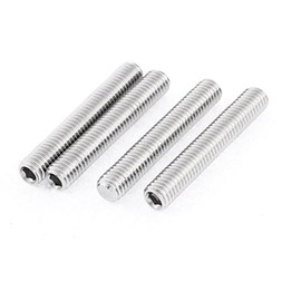 uxcell M8x50mm Metric 304 Stainless Steel Hex Socket Set Flat Point Grub Screws Silver Tone for Towel Rack Door Knob 4pcs