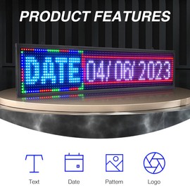 P10 Scrolling LED Signs Display Full Color 40" x 8" with High Resolution and New SMD Message Display WiFi Programmable LED Sign for Business Advertising Board