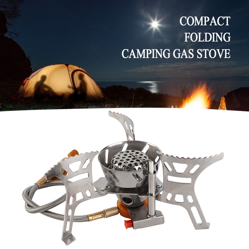 Camping Gas Stove with Gas Adapter Set Improves Burning Efficiency