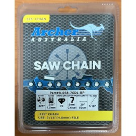 20" Archer Chainsaw Ripping Chain .325 .058 76DL is compatible with DEREAL 5820F, 6220F and X-BULL Baumr-AG SX62, BLUE MAX, BAUMR-AG, SALEM MASTER, TORNADO, HUYOSEN