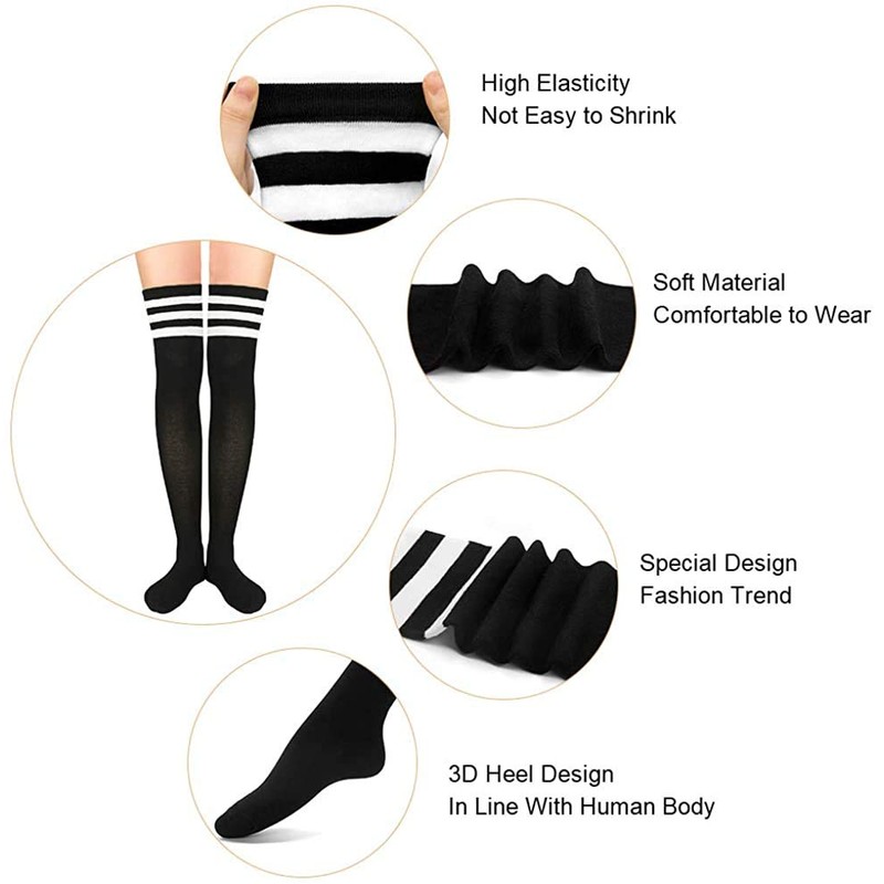 DRESHOW Women's Extra Long Socks, Over Knee Socks, Long Striped