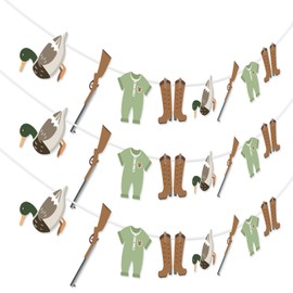 Sursurprise Duck Hunting Baby Shower Decorations, 3PCS Mallard Duck Hunting Banners for Hunting Baby Shower Party Supplies