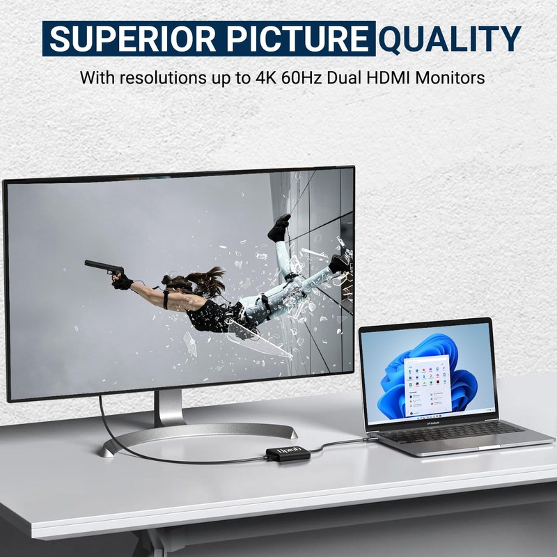 UPTab Mini DisplayPort to Dual HDMI 4K@60Hz Adapter Multi-Stream Transport