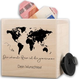 Wooden Money Box – Wedding Gift The Most Beautiful Journey is the Together I Bride and Groom Money Gift Love Gift Idea Couples Gifts Wedding Couple – 10 x 10 cm – Wood