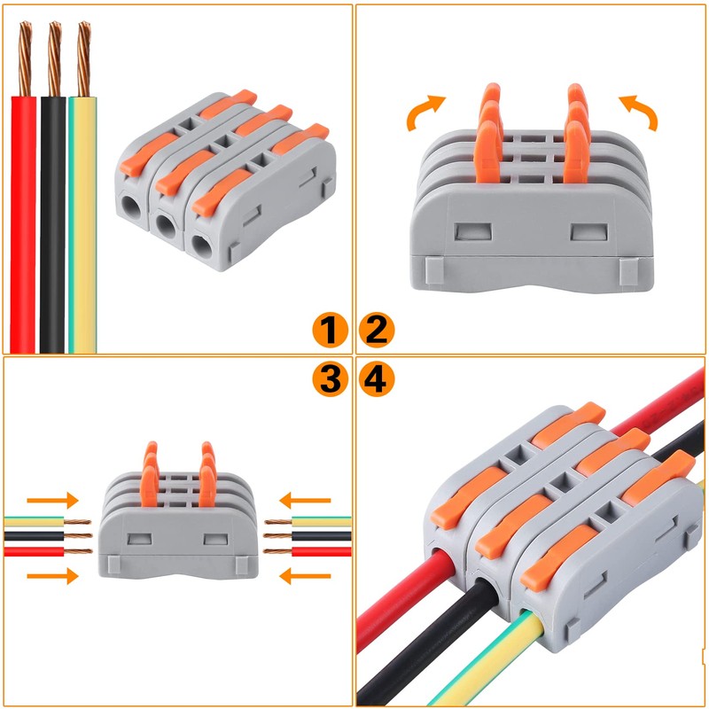 60 pcs XHF Colourful Conductor Compact Connectors Lever Connectors Nuts,