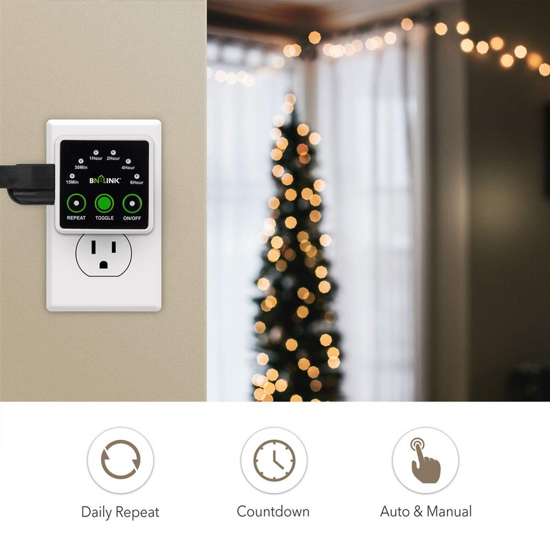 BN-LINK Smart Digital Countdown Timer, Repeat Cycle Timer with 3-Prong