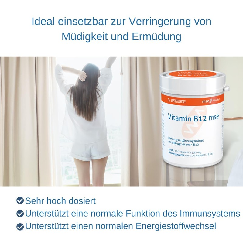 Vitamin B12 mse Doppelpack, Nahrungsergänzungsmittel mit 500 µg Vitamin B12