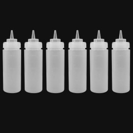 Hakka 6 Pack 12 oz Plastic Squeeze Bottles Condiment Sauce Mustard Dispenser