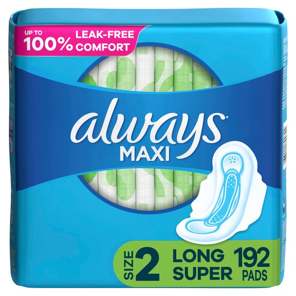 Always Maxi Feminine Pads For Women, Size 2 Long Super