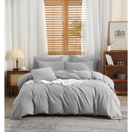 YASMENG Half-Linen Bed Linen, 135 x 200 cm, Light Grey Bed Linen, Linen and Cotton Bed Linen, Modern, Soft, Breathable, Cuddly Linen Duvet Cover Set, 2-Piece with Zip and 80 x 80 cm Pillowcase