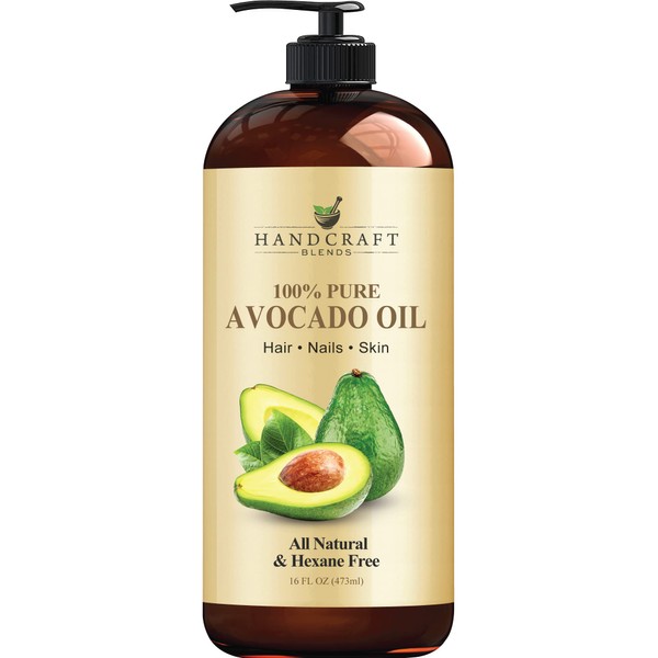 Handcraft Avocado Oil 16 fl. oz - 100% Pure and Natural - Hair Oil - Carrier Oil For Aromatherapy, Massage Oil, Body & Skin Moisturizer & Lubricant - Cold Pressed - Hexane Free