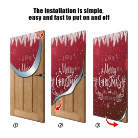 Qilmy - Funda para puerta de Navidad, lavable, tela de alta elasticidad, impermeable, para el hogar, decoración de fiestas en interiores y exteriores, 89 x 200 cm