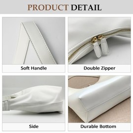 Leather Hobo Bags for Women Small Soft Shoulder Purse White Slouchy Tote Handbag with Double Zipper Design 2025