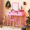 Costzon Kids Vanity Set, Girls Vanity Set with Mirror and