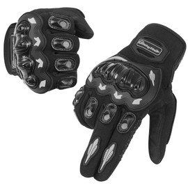 Seektop Motorcycle Gloves for Men Women, Full Finger Touch Screen Racing Motorcycle Gloves for Motorbike ATV Riding (Black, XL)