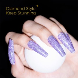 BURANO Reflective Glitter Gel Nail Polish, 7.3ml Purple Shimmery Glitters Gel Polish, Sparkly Shiny Gel Nail Art Gel Polish for Beginner DIY Home Nail Salon Use DG17