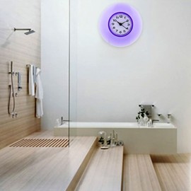Tbest Waterproof Clock For Bathroom,Small Wall Clocks for Bathroom,Bathroom Kitchen Mirror Suction Wall Clock Shower Quartz Clocks Decoration White(Purple)
