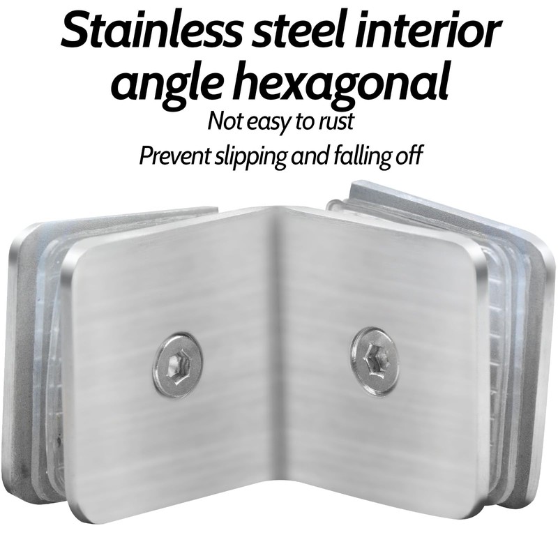 Aginkgo 2PCS Railing Glass to Glass Clamp 304 Stainless Steel