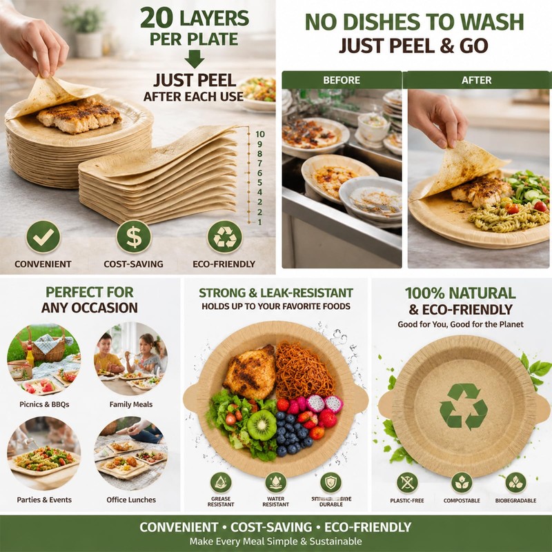 Round Layer Disposable Plates: 3 Plates 60 Servings Total 20
