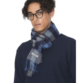 nano universe Wool Check Scarf, navy