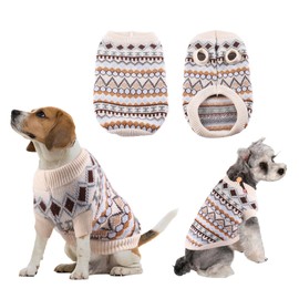 Yoolhamy Dog Jumper, Christmas Jumper for Small, Medium Dogs, Christmas Jumper, Thick Dog Jumper, Warm Dog Sweaters for Chihuahua, French Bulldog (Beige, L)
