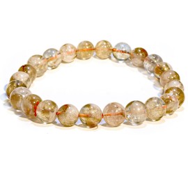 P&R:UK Natural Citrine Healing Gemstone Bracelet 8mm Beads, Womens & Mens,Strech Bead Bracelet