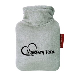Huuraa Taschenwärmer Najlepszy Tata Serce Geschenk 0,2 Liter Grey Mini Veloursbezug Najlepszy Tata Geschenkidee