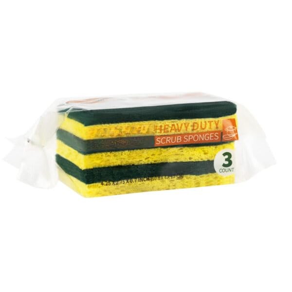 Heavy Duty Yellow Cleaning Sponge – Double Sided Dish Scrub